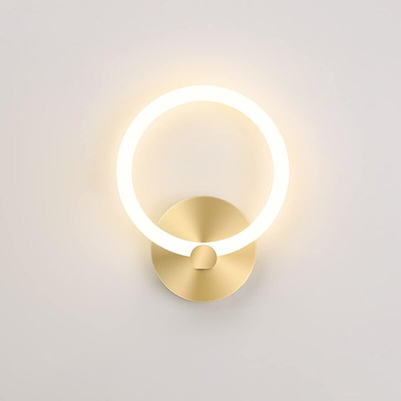 Aiperq Gelb Aplique De Pared Led Para Interiores, Dorado, Moderno, Redondo, Para Mesita De Noche, 19 Cm, Para Salón, Pasillo, Dormitorio, 10 W (Blanco Cálido 3000 K), Dorado