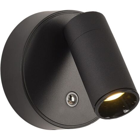 Aplique de pared LED recargable con interruptor táctil regulable, luz de lectura magnética giratoria de 350°, color negro -6000K