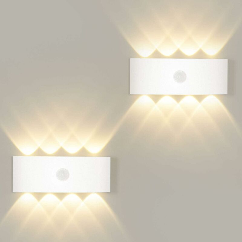 

Aplique de pared 8W con detector de movimiento, luz de pared de encendido y apagado automático blanco cálido 3000K, sensor de luz de pared para