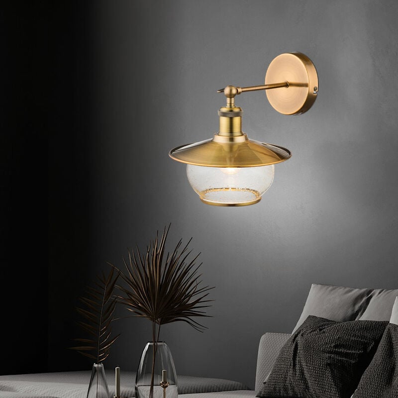 

Aplique de pared luminaria metal bronce color vidrio salón dormitorio pasillo
