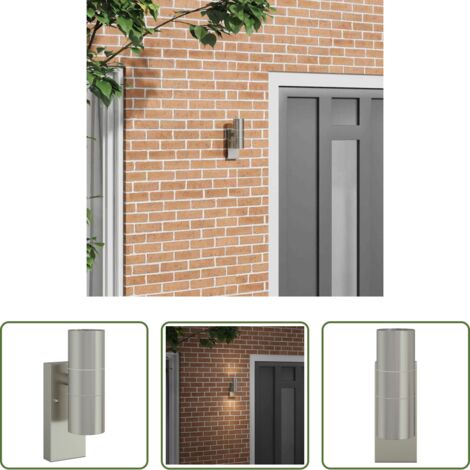 Aplique de pared -  Luz de pared exterior Plateado 7 x 10 x 22 cm