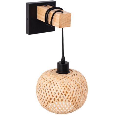 Aplique De Pared Madera Y Mimbre "Shelley" - E27