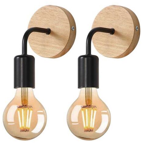 Aplique de pared metálico de 2 piezas, luces de pared industriales para interiores, bombilla no incluida, luz vintage E27 para sala de estar y pasillo, negro