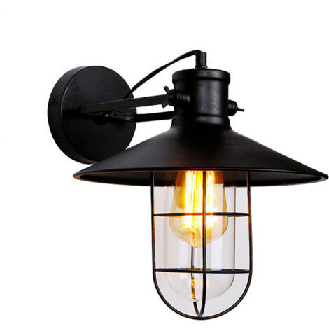 Aplique de pared metalico vintage e27 60w color negro ø32x37x27,5cm edm