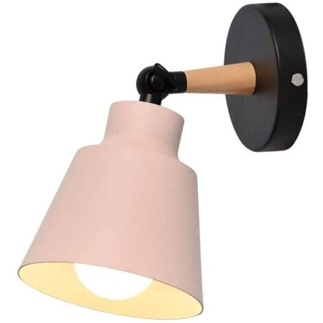 Aplique De Pared Minimalista, Lámpara De Pared De Madera Moderna Rosa Nórdica Apliques De Pared Retro Para Dormitorio, Pasillo, Oficina E27