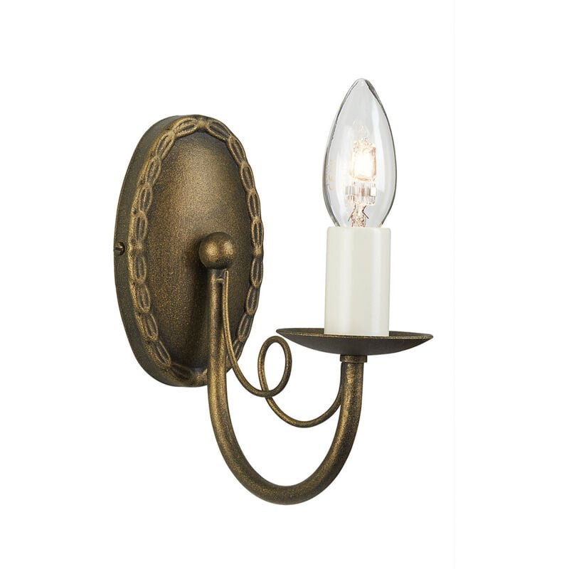 Elstead Minster 1 ljus inomhusljus vägglampa svart, guld, E14