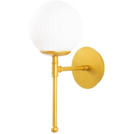 Aplique de pared “Model 8” con tulipa de cristal E27 – Dorado