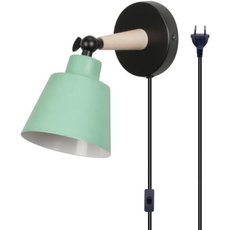 NORCKS Aplique de Pared Moderno, Aplique de Pared Retro Minimalista, Lámpara de Pared Interior Verde para Dormitorio, Pasillo E27 (Con Enchufe)
