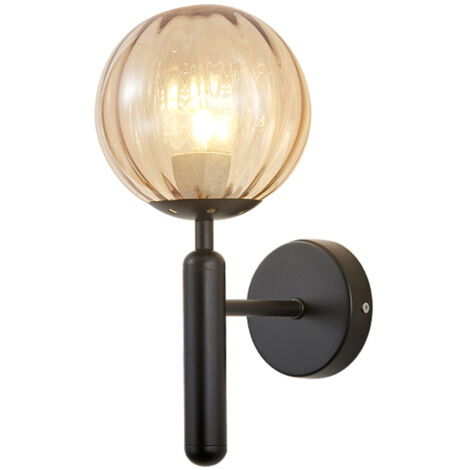 Aplique de pared moderno con pantalla de cristal esférica, ideal para la iluminación interior del salón, el dormitorio o el pasillo (bombilla no incluida).