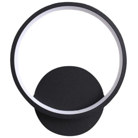 Aplique de pared moderno redondo de metal negro, 12W, ideal para decoración de interiores (sala de estar, dormitorio, comedor, pasillo).