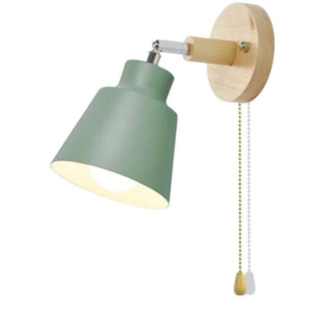 Aplique de pared moderno y minimalista con forma de macaron, interruptor de madera, casquillo E27, 12 cm (EE. UU.)