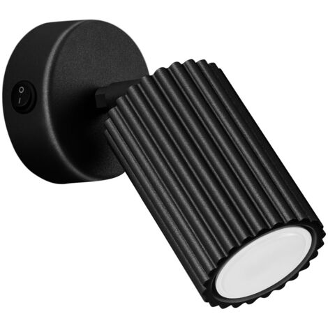 Aplique de pared Moto, negro con interruptor