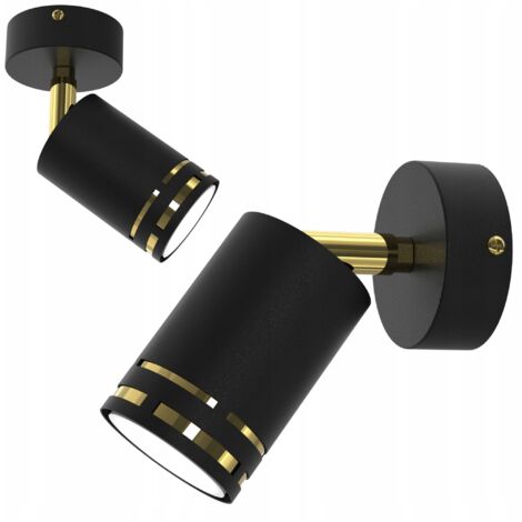 Aplique de pared móvil negro dorado LED GU10 foco pulido reflector