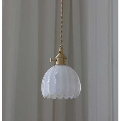 Aplique de pared nórdico sencillo, estilo retro, pantalla de cristal, casquillo E26, blanco, bombilla no incluida.