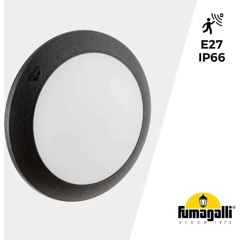 

Aplique de pared o techo con sensor BERTA E27 | Negro - Fumagalli