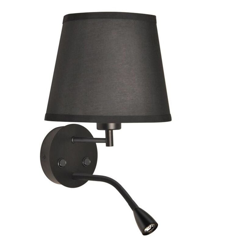 

Aplique de pared 'PAIR' E27 con foco LED de lectura 3W | Negro