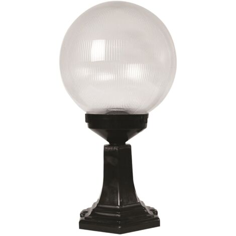 Aplique de pared pantalla transparente para exterior, abs , negro, 25x25x47, casquillo E 27 Max 60 W BASE