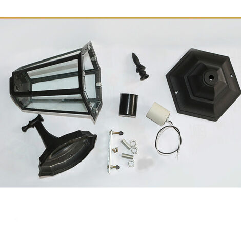 Aplique de pared para exterior, metal/vidrio, negro, resistente al agua y al óxido