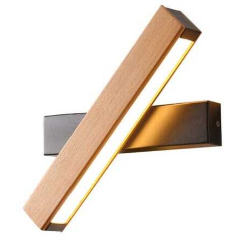 Aplique de pared para salón y recibidor, LED, 4W 400LM, giratorio 360°, de madera, luz blanca cálida 3000K.