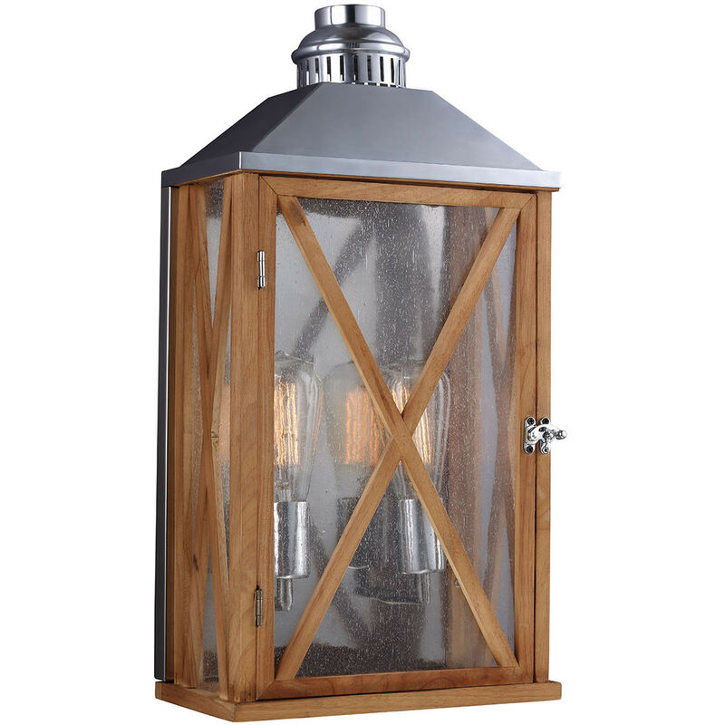 

Elstead - 2 Farolillo de pared mediano para exterior claro Roble natural claro IP44, E27