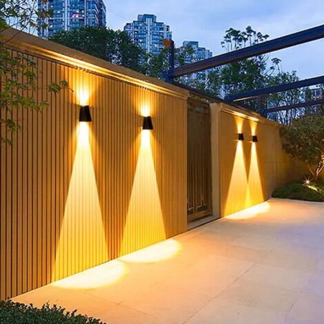 Aplique de pared solar para exteriores de 2 LED, iluminación ambiental para exteriores, resistente al agua, luces blancas cálidas, luces de jardín, aplique de pared para exteriores