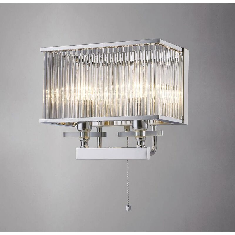 

Aplique de pared Vanessa con interruptor 2 luces cromo pulido / cristal