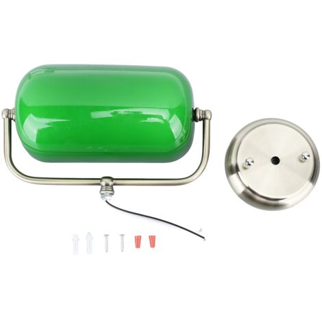 Aplique de pared vintage estilo "banquero", lámpara verde con interruptor de cadena para sala de estar y dormitorio.