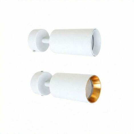 Aplique de Pared y Techo Metal 1 Foco GU10 con Aro Dorado Intercambiable