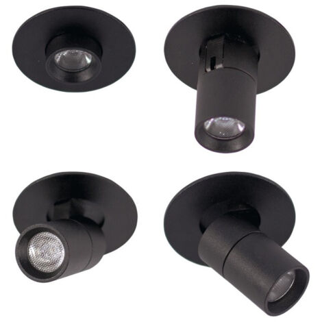 Aplique De Techo LED Empotrable 3W - Orientable - Chip CREE - Blanco Cálido - Negro
