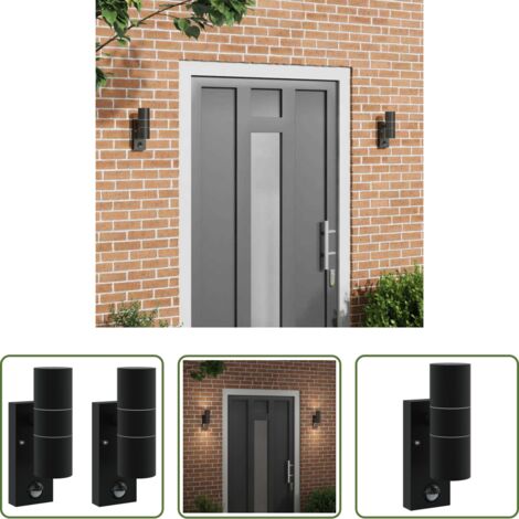 Aplique exterior -  Luz de pared exterior 2 pcs Negro 7 x 10 x 22 cm