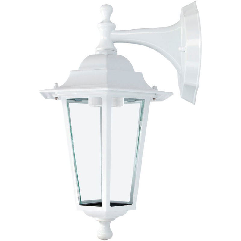 EDM - farol de aluminio y cristal para pared. IP44 E27 60W color blanco Ø19,5x21x32cm modelo zurich.