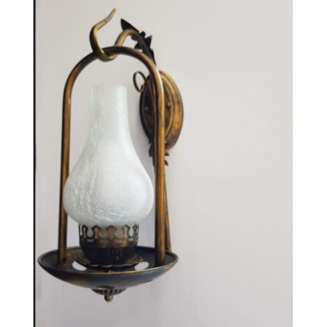 Aplique Farol LED 5W 1300K en Dorado Envejecido con Bombilla Efecto Llama