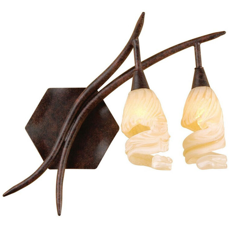 Inspired Mantra Fusion Gaudi Aplique Gaudí Derecha Conmutada 2 Luces G9, Marrón/Óxido Negro