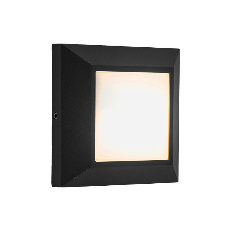 Image of Lampada da parete a led Helena quadrata, moderna lampada da parete in alluminio nero opaco, moderna lampada per esterni, resistente alle intemperie,