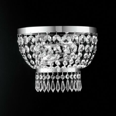 Aplique imperial de hierro y latón cromado con dos luces 27x h22 cm