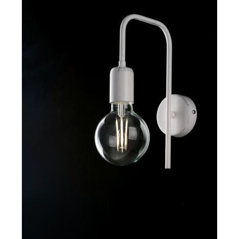 Aplique industrial en hierro blanco y plateado una luz diámetro 18x h27 cm
