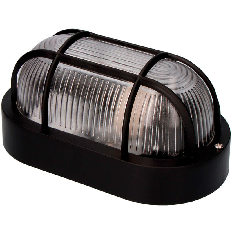 

Aplique ip54 oval negro 1xe27 40w 20x11,3 cm mod. ovalo tarragona ø27 cm - EDM
