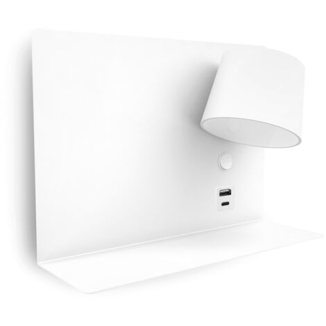 Aplique lector SERENE  Left LED SMD 6W 732lm(434lm) CRI80 3000K USB A-USB C Blanco