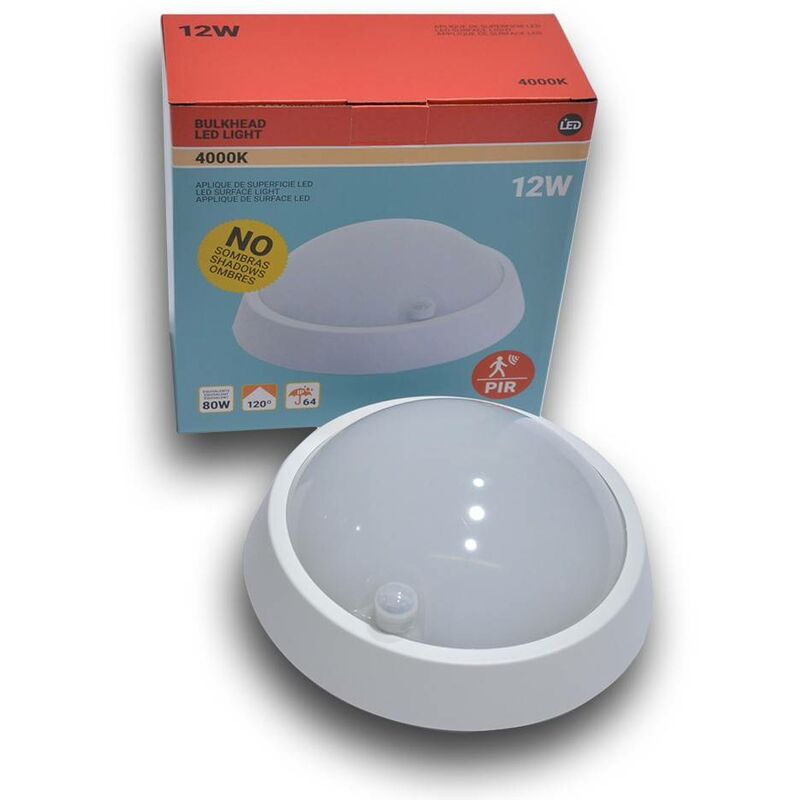 

Barcelona Led - Aplique LED 12W con sensor de movimiento IP64 | Blanco - Blanco Neutro