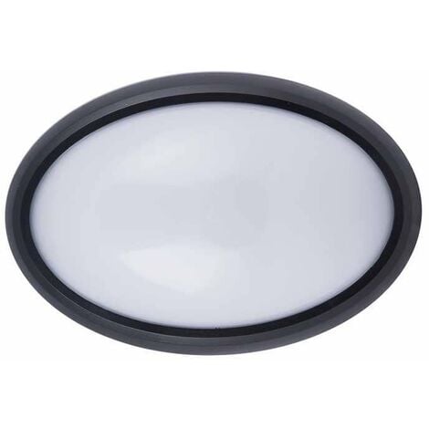 Plafón LED superficie oval 8W 120° IP54 Negro Temperatura de color - 4000K Blanco natural