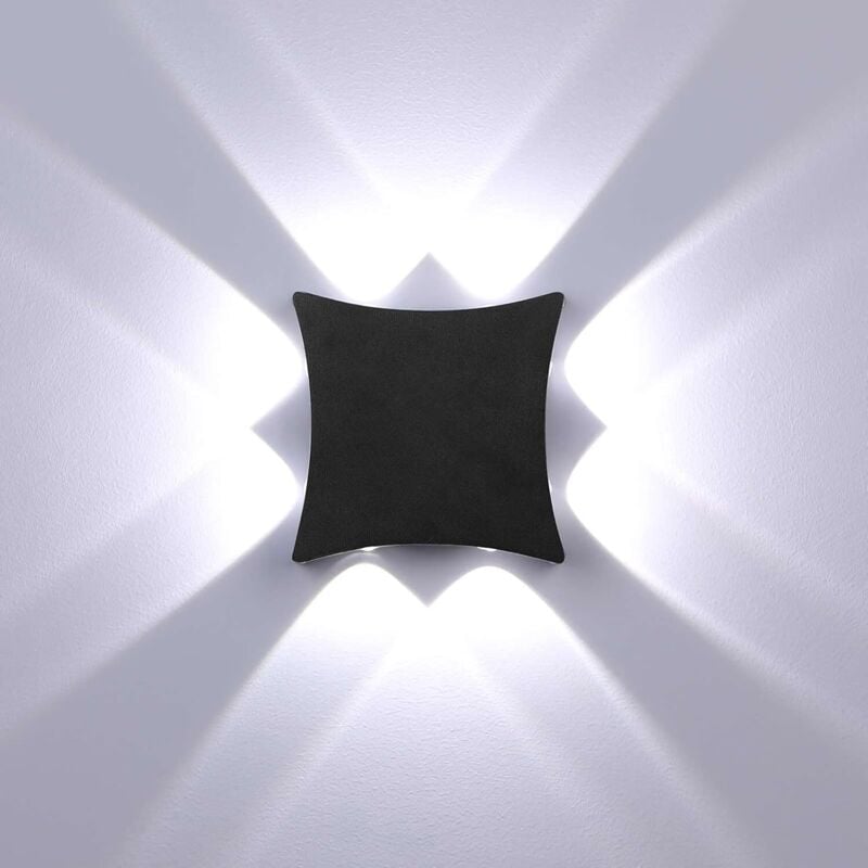 Aplique LED Aplique de pared interior exterior 8W Aplique de pared impermeable IP65 Iluminación de pared negra para baño Pasillo Habitación de los