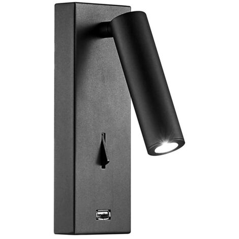 Aplique LED Beneito Faure PURE 4W 2700K Negro con USB 4143