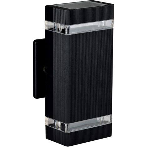 Aplique LED cuadrado para exterior, con iluminación vertical, 2 portalámparas y 4 bombillas, de aluminio, resistente al agua, 3000 K, 6 W.