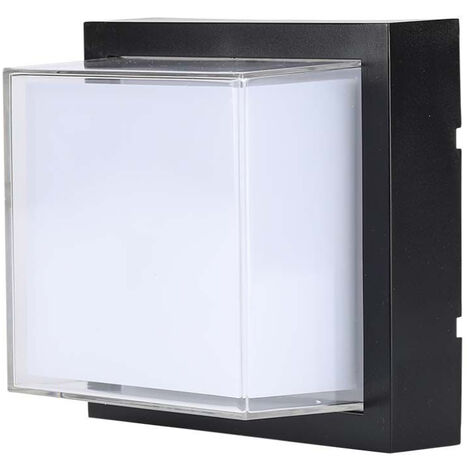 Aplique LED cuadrado V-TAC de 12 W, 110 lm/W, negro, blanco natural, IP65