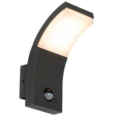 Aplique LED de pared con sensor de movimiento - 1 luz - 8,4 cm de ancho - Gris oscuro - Moderno - Iluminación exterior