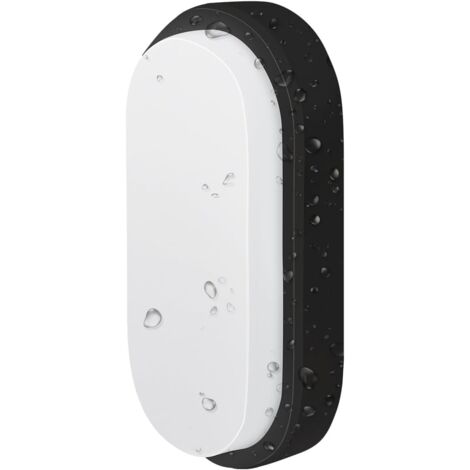 Aplique LED de pared para exterior, plafón LED ovalado de 14 W, negro, 4000 K, 980 lm, iluminación exterior con protección IP54, resistente al agua, 1 unidad [Clase energética F]