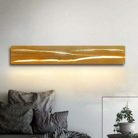 Aplique LED de pared para interior, aplique de madera para dormitorio, luz LED blanca cálida de 3000 K, luz nocturna giratoria de 7 W para pasillo, iluminación interior para bares y escaleras (30 cm)