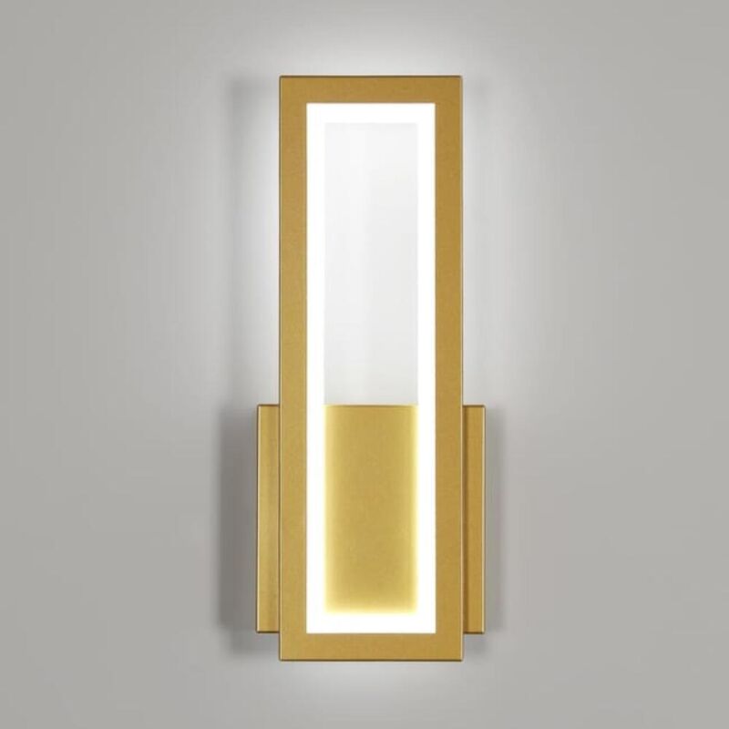 Aplique LED de pared para interior, lámpara de pared acrílica, lámpara LED para dormitorio, luz blanca de 6500 K para escalera, 32 cm dorado