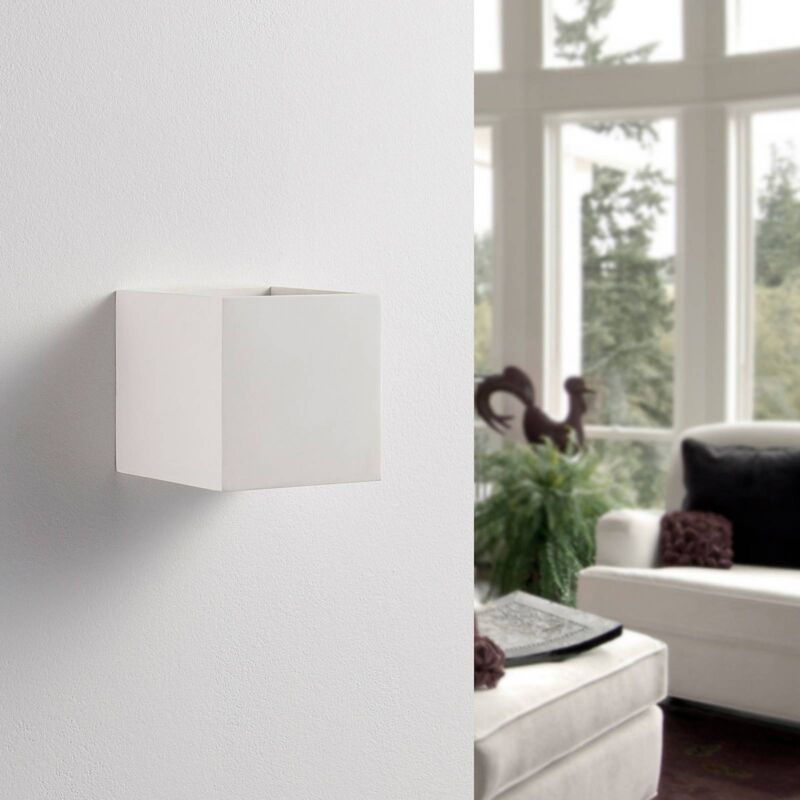 

Lindby - Aplique LED Kay de escayola con forma cúbica