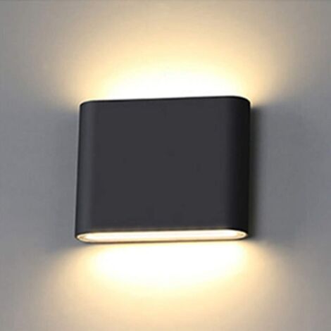 Aplique LED moderno de pared para exteriores, 6 W, de aluminio, apto para interiores y exteriores, IP65, luz blanca cálida (3000 K) (negro).
